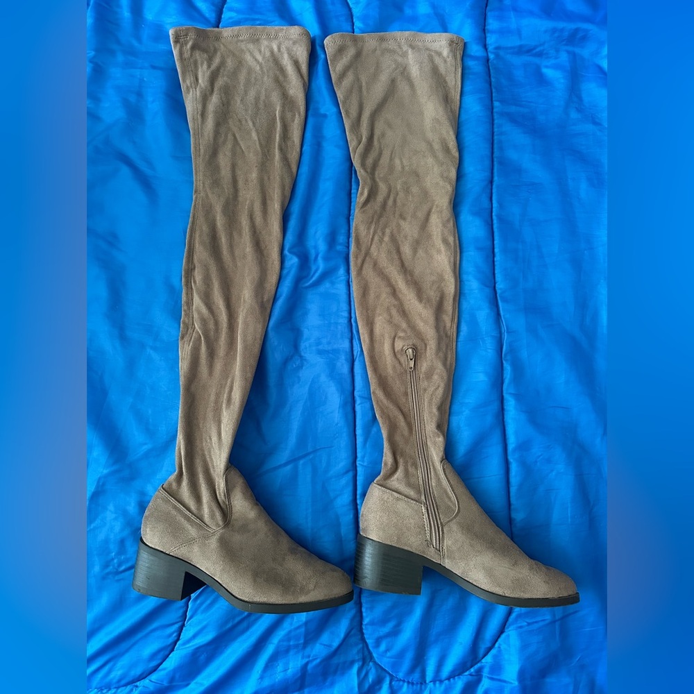 Forever 21 Over Knee Boots Womens Flat Long Thigh High Shoes Boots Brown Size 6